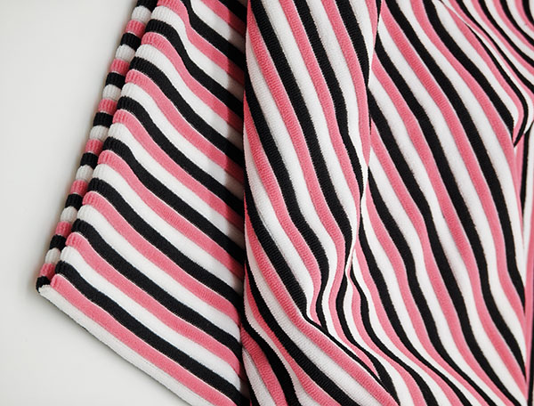 彩条抽条毛巾布