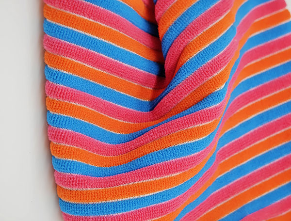 彩条抽条毛巾布